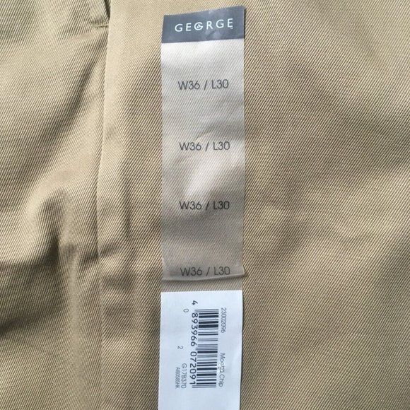 George Pants Men's 36X30 Combed Cotton khaki Pleated Cuffs Relaxed New With Tags - Picture 5 of 6